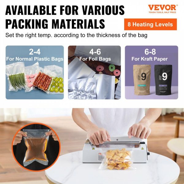 Impulse Sealer 8 inch, Manual Heat Sealing Machine with Adjustable Heating Mode, Aluminum Shrink Wrap Bag Sealers for Plastic Mylar PE PP Bags, Portable Poly Bag Sealer with Extra Replace Kit  |   Filling & Sealing Machine Filling & Sealing Machine Filling & Sealing Machine