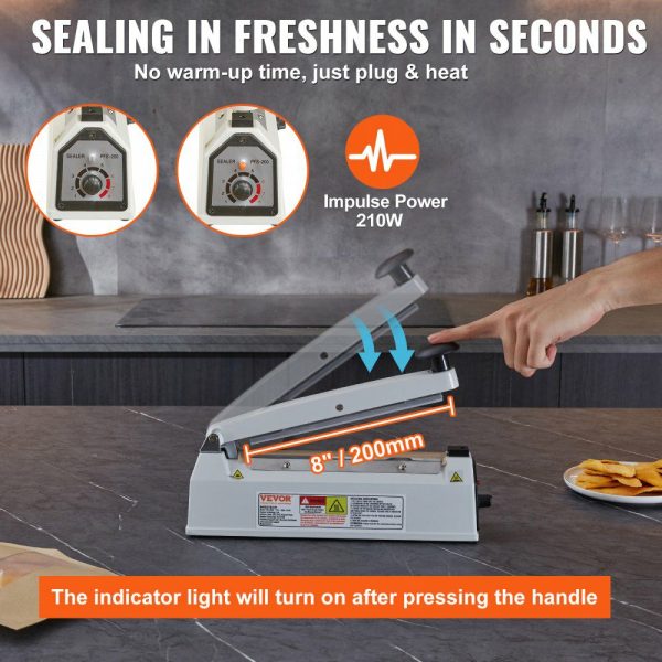 Impulse Sealer 8 inch, Manual Heat Sealing Machine with Adjustable Heating Mode, Aluminum Shrink Wrap Bag Sealers for Plastic Mylar PE PP Bags, Portable Poly Bag Sealer with Extra Replace Kit  |   Filling & Sealing Machine Filling & Sealing Machine Filling & Sealing Machine