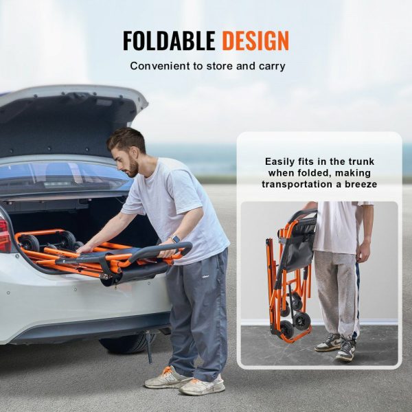 Manual Stair Chair, 350 lbs Load Capacity, Foldable Emergency Stair Wheelchair with 4 Wheels, Portable Transport Stair Chair Ambulance Firefighter Evacuation Use for Elderly, Disabled Transfer  |   Carts & Trucks Carts & Trucks Carts & Trucks