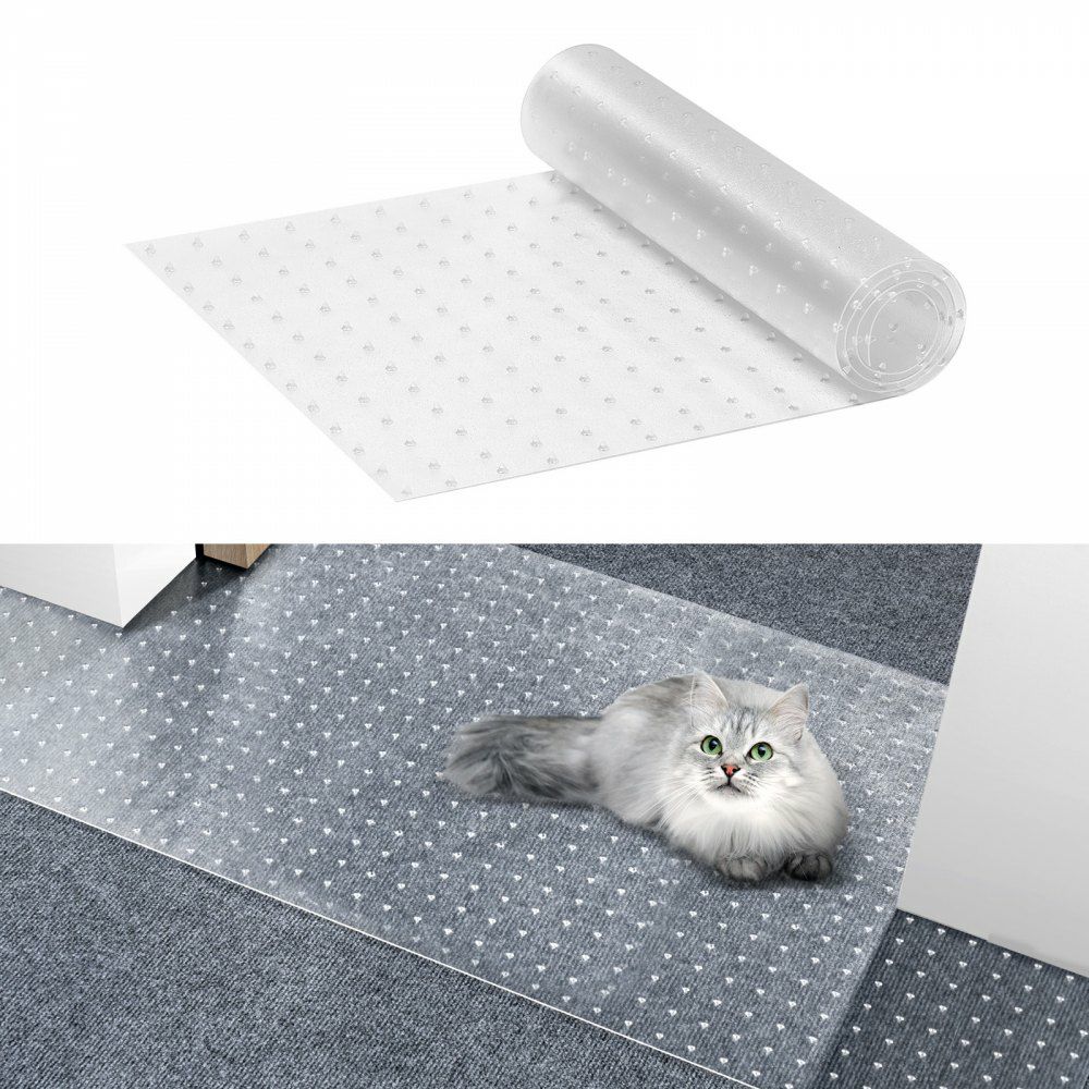 Carpet Protector for Pets, 15″ x 4′ PVC Scratch-Proof Cat Carpet Protector for Doorway, Anti-Slip Cat Scratch Protector Mat, Easy to Cut Plastic Carpet Scratch Stopper, Cat Scratch Guard Carpet  |   Garage Flooring Mat Building & Construction Building Supplies