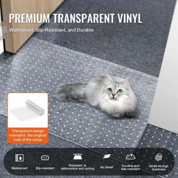 Carpet Protector for Pets, 15″ x 4′ PVC Scratch-Proof Cat Carpet Protector for Doorway, Anti-Slip Cat Scratch Protector Mat, Easy to Cut Plastic Carpet Scratch Stopper, Cat Scratch Guard Carpet  |   Garage Flooring Mat Building & Construction Building Supplies