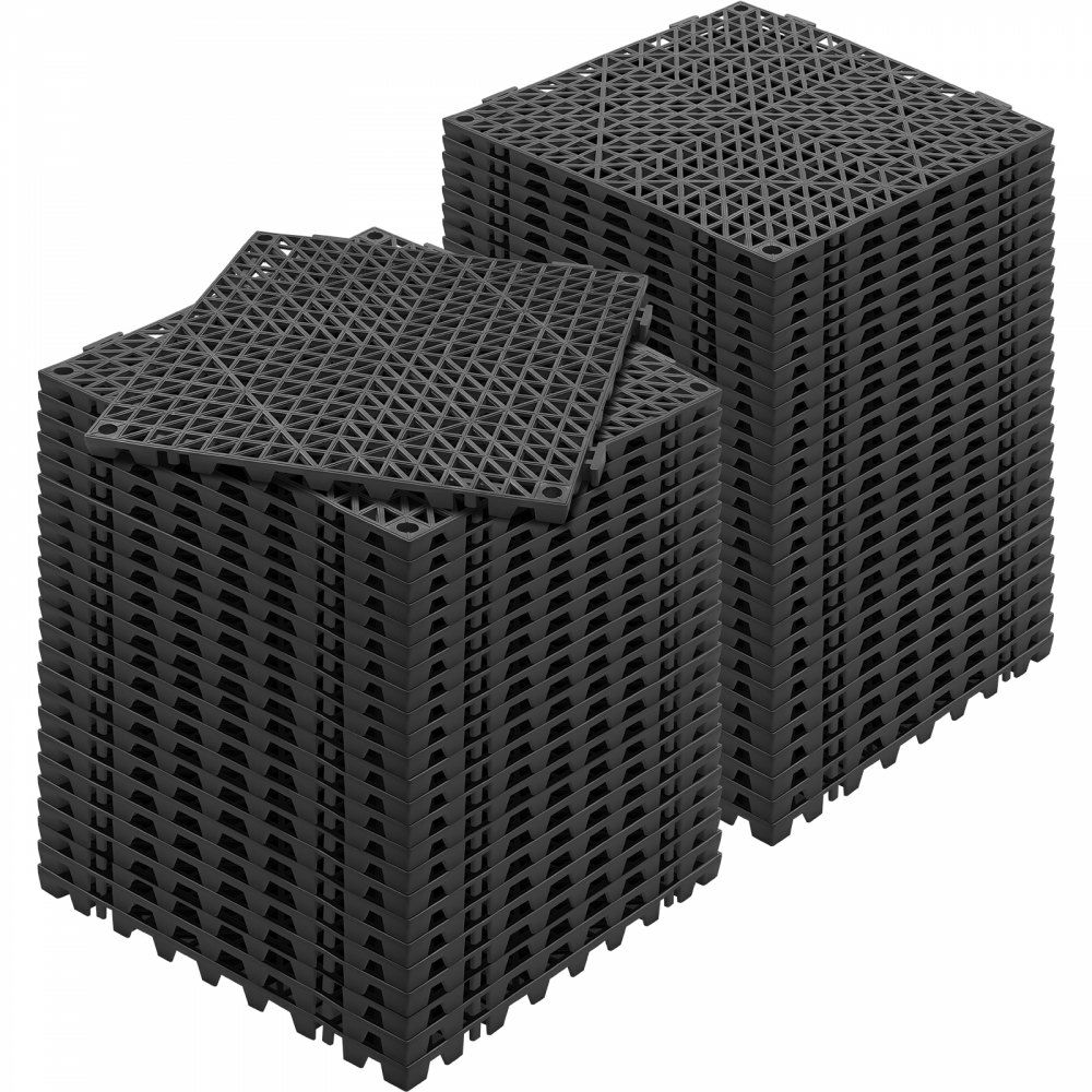 Interlocking Tile 55PCS Black, Drainage Tiles 12″ x 12″ Splicing, Soft PVC Interlocking Drainage Floor Tiles, Non-Slip Drainage Holes for Restroom, Bathroom, Kitchen, Pool, Wet Areas Black |   Interlocking Rubber Tiles Building & Construction Black