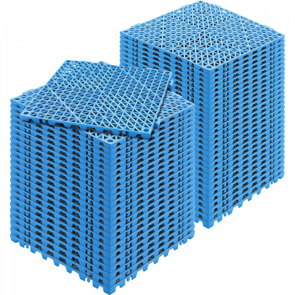 Interlocking Tile 55PCS Blue, Drainage Tiles 12″ x 12″ Splicing, Soft PVC Interlocking Drainage Floor Tiles, Non-Slip Drainage Holes for Restroom, Bathroom, Kitchen, Pool, Wet Areas, Blue Blue |   Interlocking Rubber Tiles Building & Construction Blue