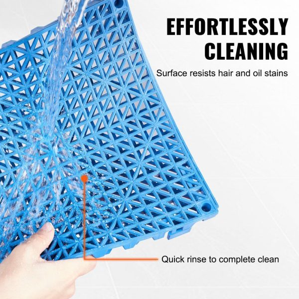 Interlocking Tile 55PCS Blue, Drainage Tiles 12″ x 12″ Splicing, Soft PVC Interlocking Drainage Floor Tiles, Non-Slip Drainage Holes for Restroom, Bathroom, Kitchen, Pool, Wet Areas, Blue Blue |   Interlocking Rubber Tiles Building & Construction Blue